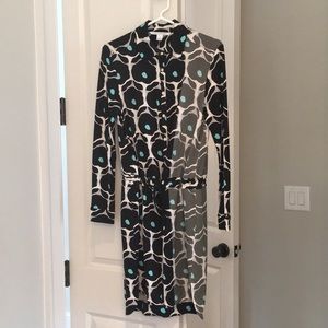 Diane von Fursternberg silk twill snap-front dress